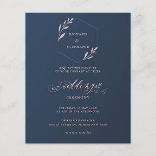 Budget Blue and Pink Foliage Wedding Invitation Flyer