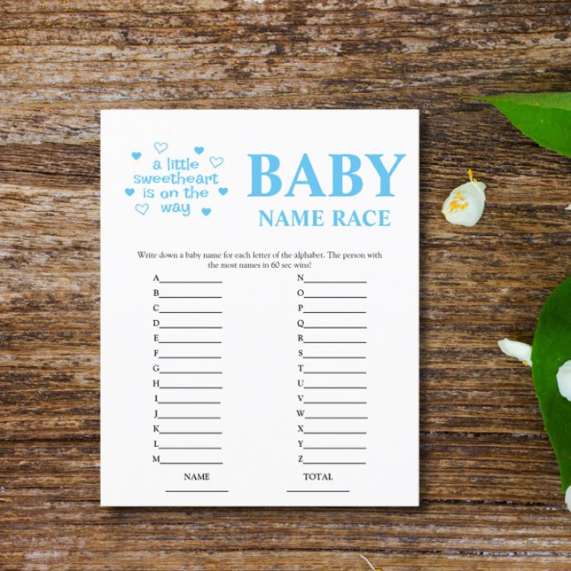 Budget Blue Baby Name Race Baby Shower Game (Creator Uploaded)
