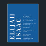 Budget Blue Bah Mitzvah Invitation<br><div class="desc">Budget Bold Modern Bah Mitzvah Invitation **PLEASE READ BEFORE PURCHASING** 1. Budget stationery measures 4.5" x 5.6" and fits inside an A6 envelope. You can add white envelopes to your order. 2. Each sheet is one item - no cutting is required. 3. The default cardstock is bright white with a...</div>