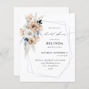 Budget Blue & Beige Boho Floral Bridal Shower