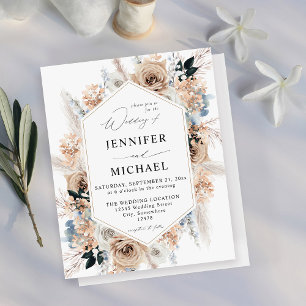 Budget Blue & Beige Boho Floral Wedding