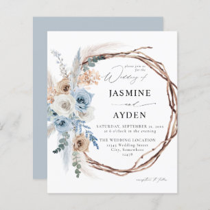 Budget Blue & Beige Boho Floral Wreath Wedding B