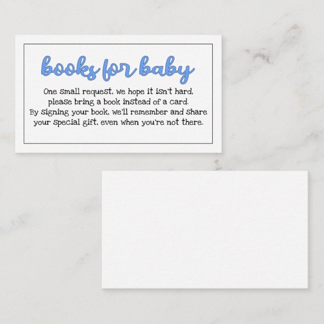 Budget Blue/Boy "Books for Baby" Insert (Front/Back)