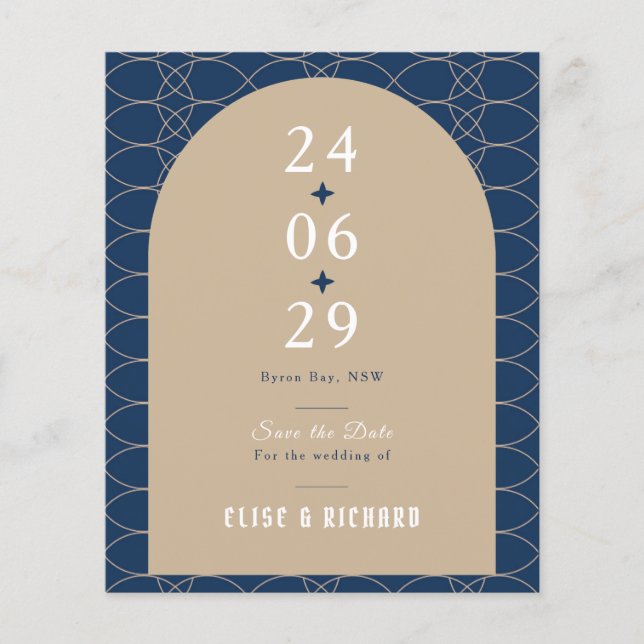 BUDGET Blue Classic Retro Save the Date Invitation Flyer (Front)