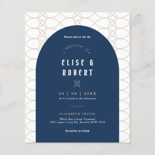 BUDGET Blue Classic Retro Wedding Invitation Flyer