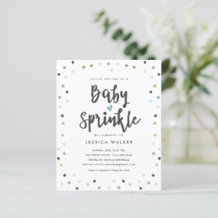 Budget Blue Confetti Type Baby Sprinkle Invitation