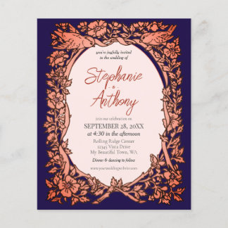 Budget Blue Copper Wildflower Wedding Invitation Flyer