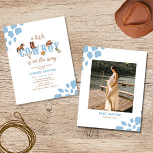 Budget Blue Cowboy Boy Baby Shower Invitation Flyer