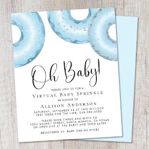 Budget Blue Doughnuts Virtual Baby Sprinkle Invite