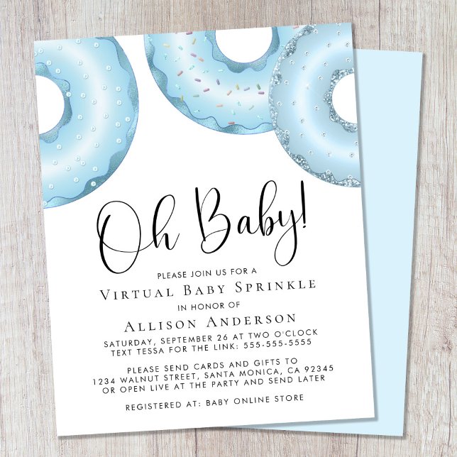 Budget Blue Doughnuts Virtual Baby Sprinkle Invite (Creator Uploaded)