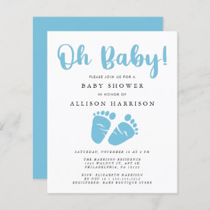 Budget Blue Feet Baby Boy Shower Invitation