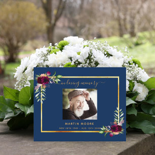 Budget blue floral burgundy thank you photo