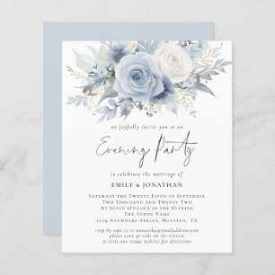 Budget Blue Florals QR Code Wedding Evening Party