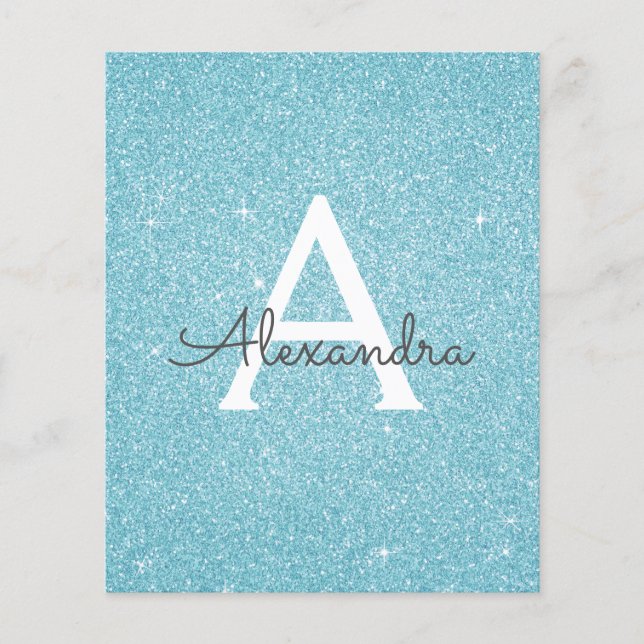 Budget Blue Glitter Sweet Sixteen Birthday Flyer (Front)