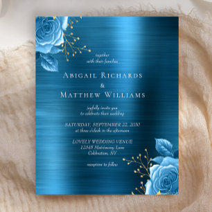 Budget Blue Gold Floral Teal Brushed Metal Wedding