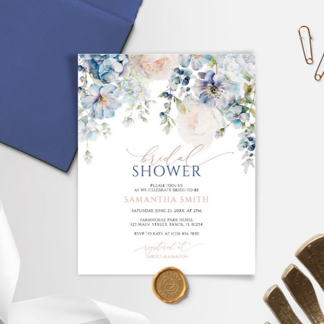 Budget Blue Hydrangea Bridal Shower Invitation (Creator Uploaded)