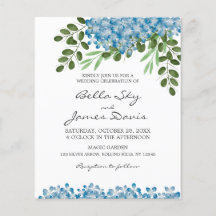 Budget Blue Hydrangeas Wedding Invitation