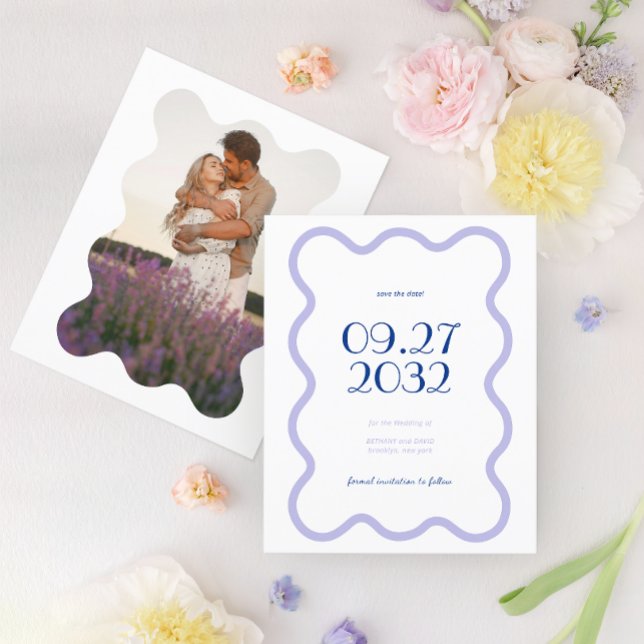 BUDGET Blue Lavender Wave Scallop Photo Wedding (Creator Uploaded)