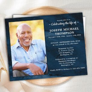 Budget Blue Marble Celebration Of Life Invitation