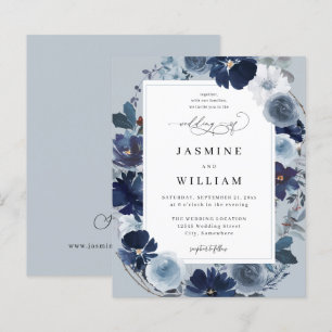 Budget Blue & Navy Floral on Dusty Blue Wedding