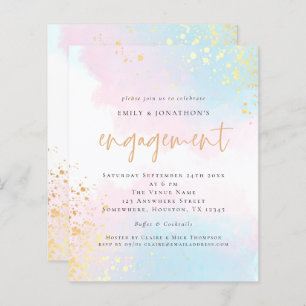 Budget Blue Pink Watercolor Script Engagement