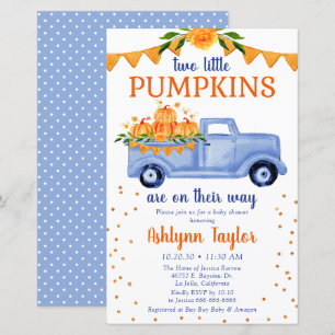 Budget Blue Pumpkin Truck Twin Baby Shower Invite