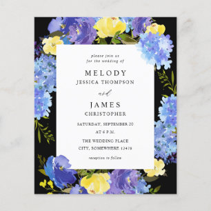 Budget Blue Purple & Yellow Floral Wedding - Black Flyer