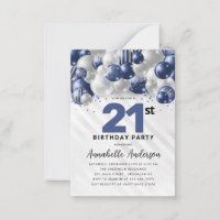 Budget Blue Silver Balloon Glitter 21st Birthday