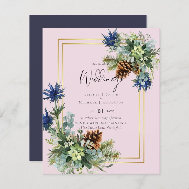 BUDGET  Blue Thistle Eucalyptus Wedding Wonderland (Front/Back)
