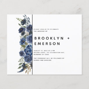 BUDGET Blue Watercolor Floral Modern Wedding