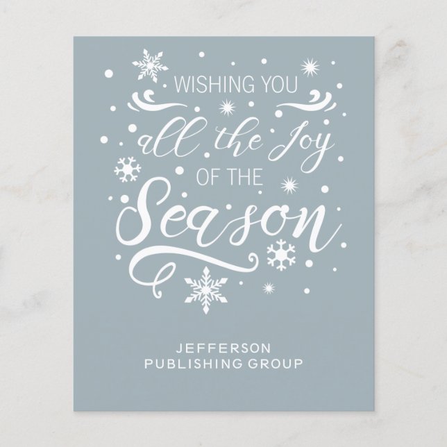 Budget Blue White Modern Business holiday Card (Front)