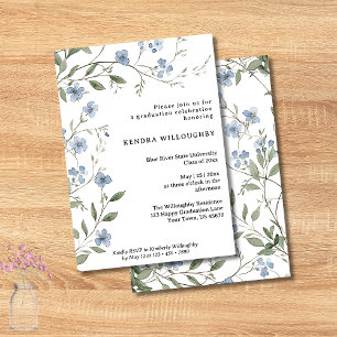 Budget Blue Wildflowers Graduation Invitation