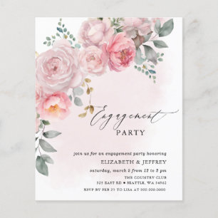 Budget Blush Floral Engagement Party Invitations