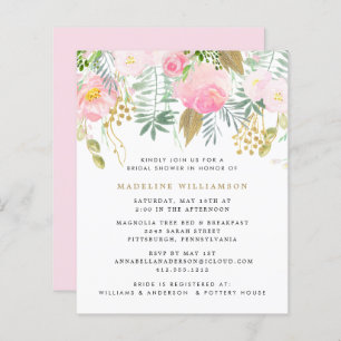 Budget Blush Gold Floral Couple Shower Invitation