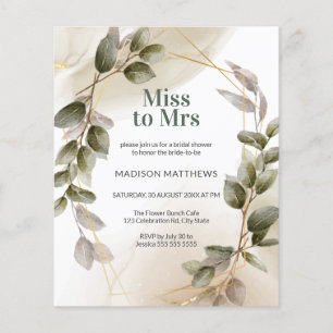 Budget Blush Green Gold Watercolor Bridal Shower