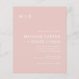 Budget Blush Modern Monogram Wedding Invitation