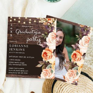 Budget Blush & Peach Floral Rustic Grad Photo