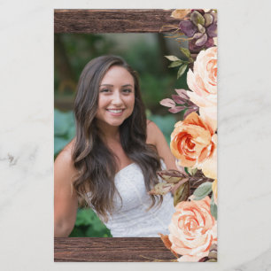 Budget Blush & Peach Floral Rustic Grad Photo MED Flyer