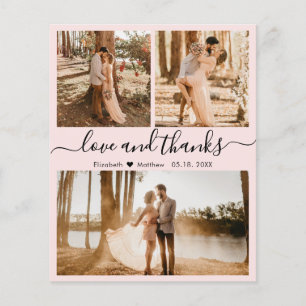 Budget Blush Photo Collage Wedding Thank You Card