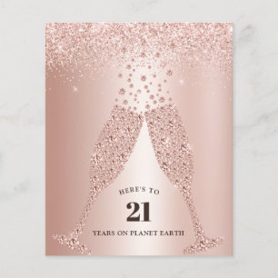 Budget Blush Pink Champagne 21st Birthday Invite