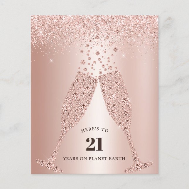 Budget Blush Pink Champagne 21st Birthday Invite (Front)