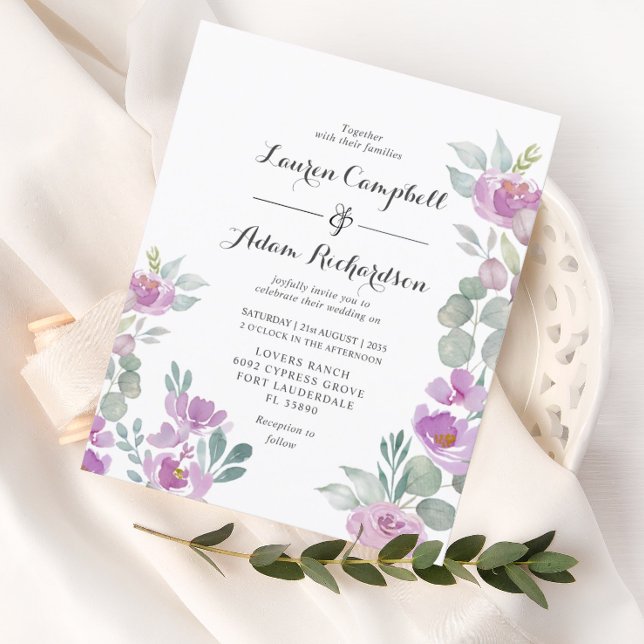 Budget Blush Pink Eucalyptus Wedding Invitation  (Creator Uploaded)
