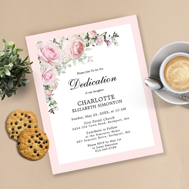 Budget Blush Pink Floral Dedication Invitation (Creator Uploaded)