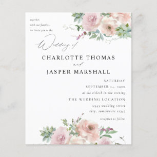 Budget Blush Pink Floral & Succulent Wedding Flyer