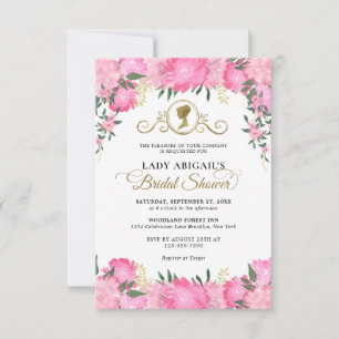 Budget Blush Pink Floral Victorian Bridal Shower Card