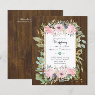 BUDGET Blush Pink Floral Wedding Invitations
