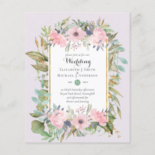 BUDGET Blush Pink Floral Wedding Invitations Flyer