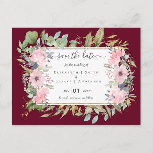 BUDGET  Blush Pink Floral Wedding Postcard
