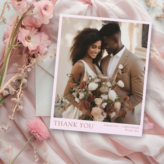 Budget Blush Pink & Gold Photo Wedding Thank You (Creator Uploaded)