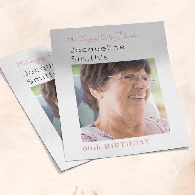 Budget Blush Pink Photo Birthday Invitation Flyer (Creator Uploaded)